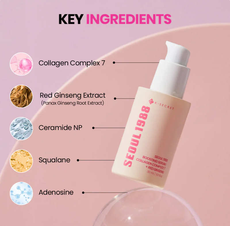 K-Secret Seoul 1988 Boosting Serum: Collagen Complex 7 + Red Ginseng 30ml