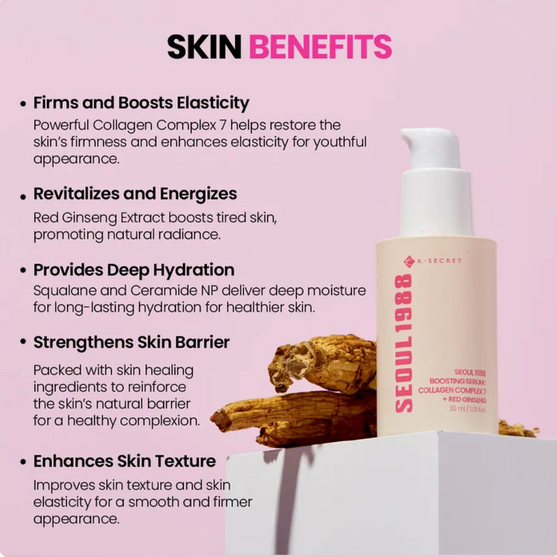 K-Secret Seoul 1988 Boosting Serum: Collagen Complex 7 + Red Ginseng 30ml