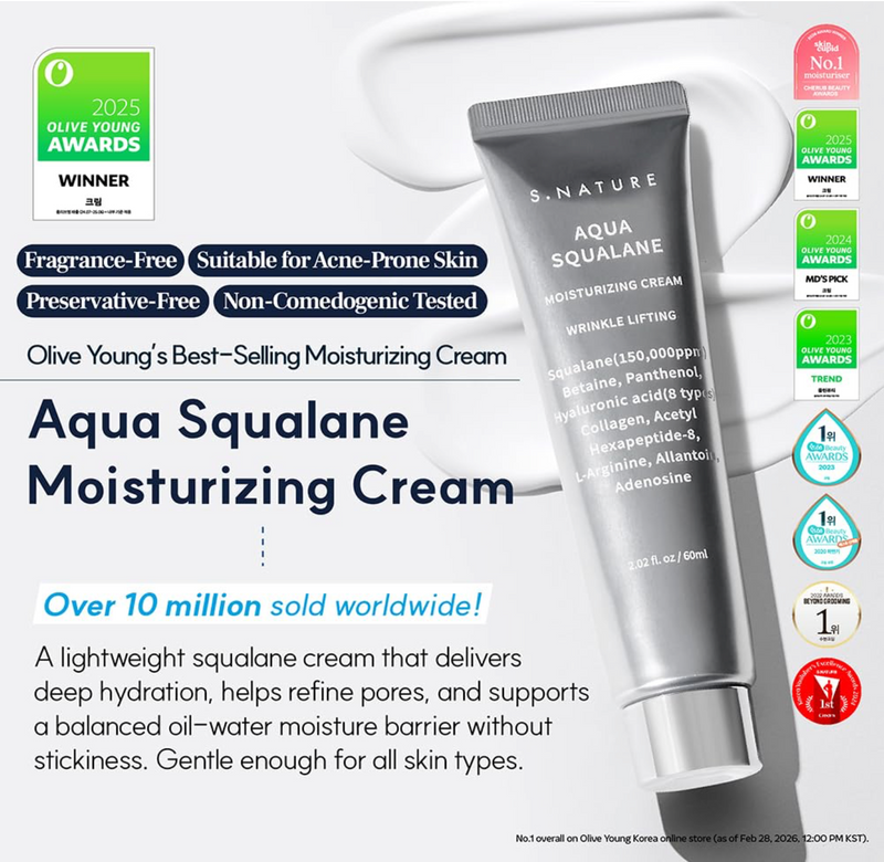 S.NATURE Aqua Squalane Moisturizing Cream Triple Set 180ml