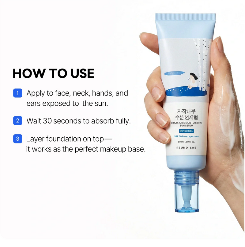 Round Lab Birch Juice Moisturizing Sun Serum Set SPF50+ PA++++ (50ml + 8ml Gift)