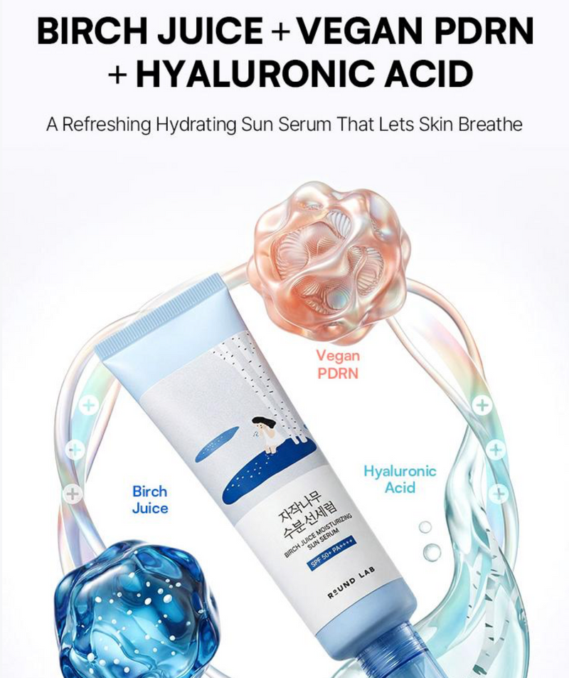 Round Lab Birch Juice Moisturizing Sun Serum Set SPF50+ PA++++ (50ml + 8ml Gift)