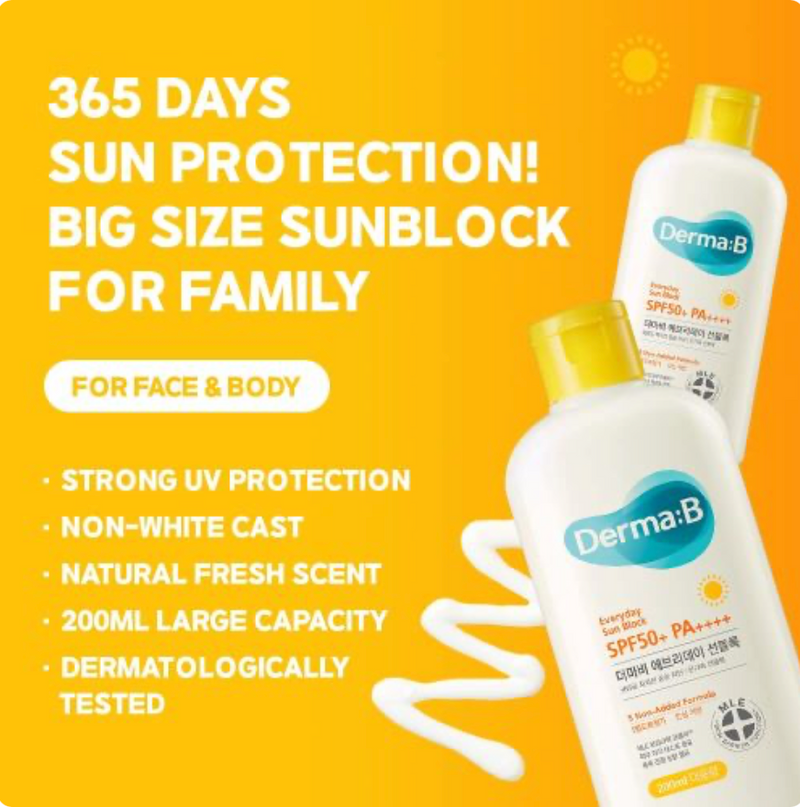 Derma:B Everyday Sun Block SPF50+ PA++++ Face & Body | 200ml