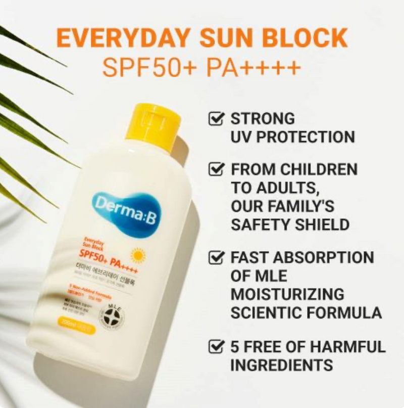 Derma:B Everyday Sun Block SPF50+ PA++++ Face & Body | 200ml