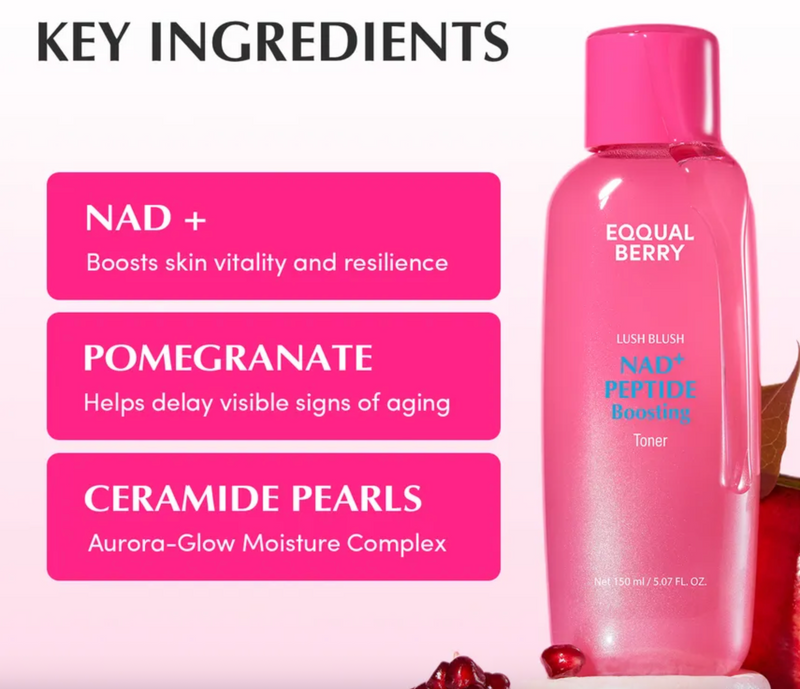 EQQUALBERRY Lush Blush NAD+ Peptide Boosting Toner 150ml