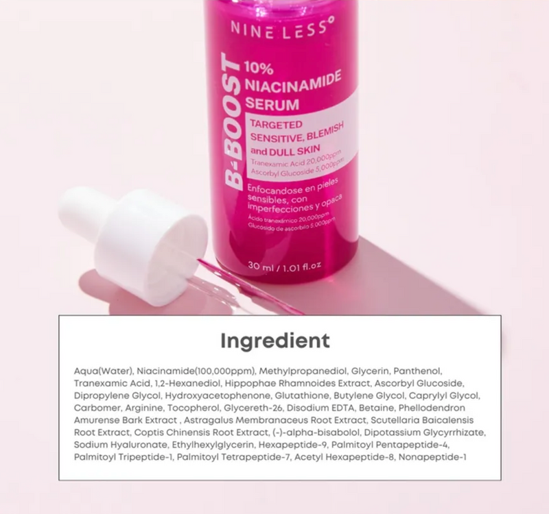 NINE LESS B-Boost 10% Niacinamide Serum | Brightening & Barrier Support | 30ml