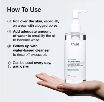 Anua Heartleaf Pore Control Cleansing Oil Mild | Gentle Oil Cleanser | 200 ml