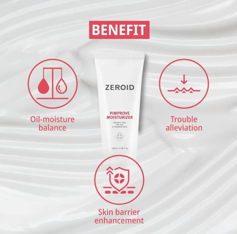 ZEROID Pimprove Moisturizer | Lightweight Barrier Cream for Oily & Acne-Prone Skin | 100 ml