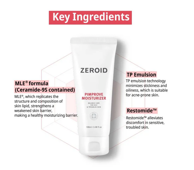ZEROID Pimprove Moisturizer | Lightweight Barrier Cream for Oily & Acne-Prone Skin | 100 ml