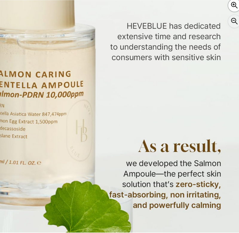 Heveblue Salmon Caring Centella Ampoule | Salmon PDRN 10,000ppm Repair Ampoule | 30ml