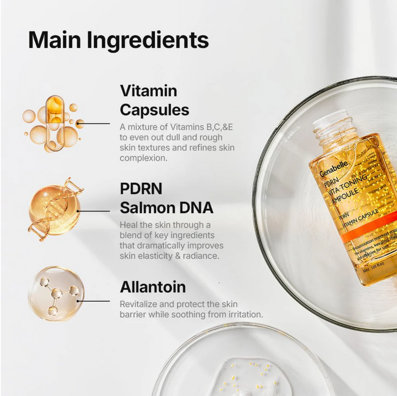 Genabelle PDRN Vita Toning Ampoule | Brightening PDRN Vitamin Capsule Serum | 30ml