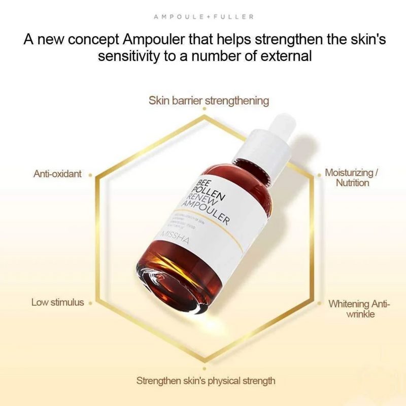 MISSHA Bee Pollen Renew Ampouler | Barrier Repair & Glow Serum | 40ml