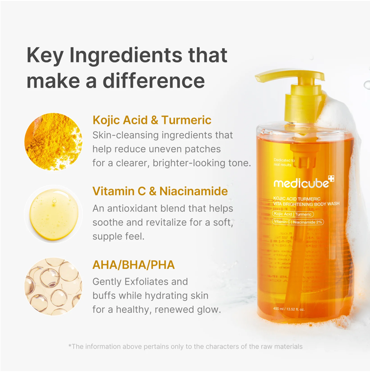 Medicube Kojic Acid Turmeric Vita Brightening Body Wash | Brightening Body Cleanser | 400ml