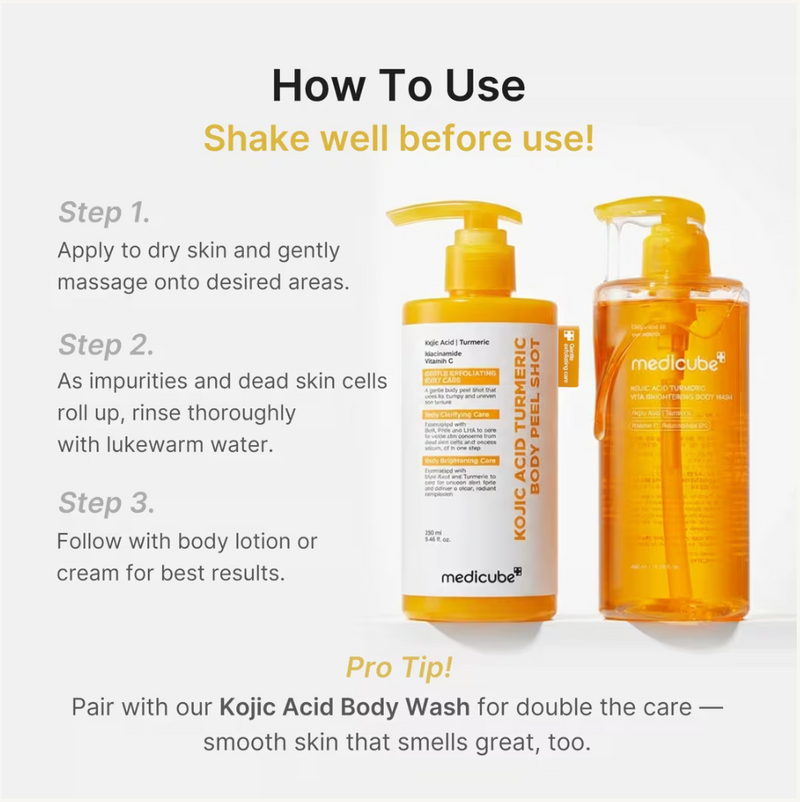 Medicube Kojic Acid Turmeric Body Peel Shot | Exfoliating Body Treatment | 280ml