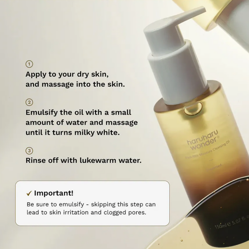 Haruharu Wonder Black Rice Moisture Cleansing Oil Unscented | Gentle Makeup Remover | 150ml