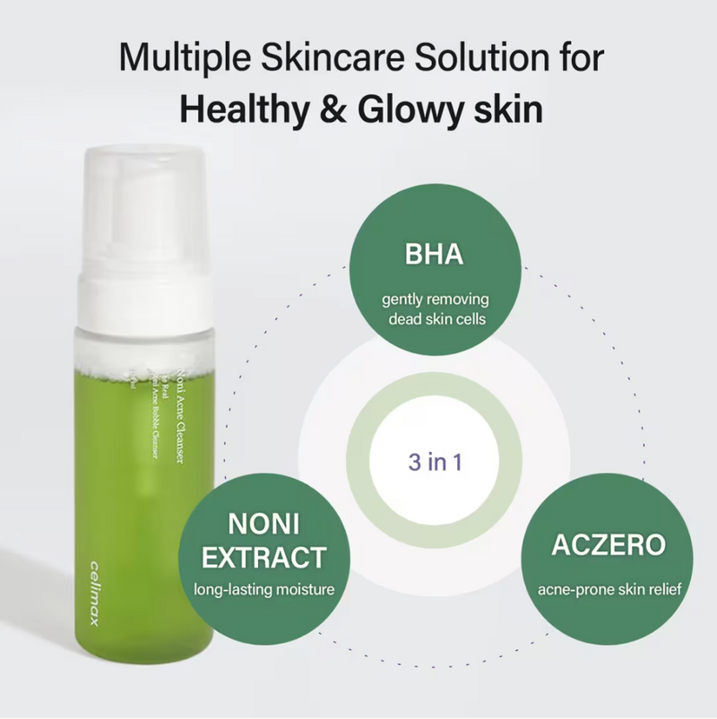 Celimax The Real Noni Acne Bubble Cleanser | Low pH Foaming Cleanser | 155ml