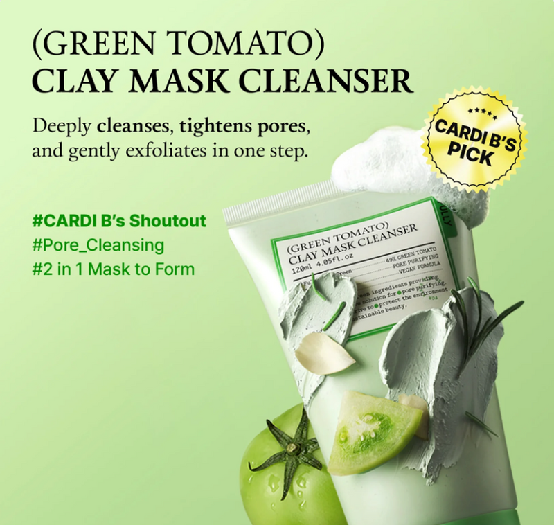 Fully Green Tomato Clay Mask Cleanser | 2-in-1 Clay Mask & Cleanser | 120ml