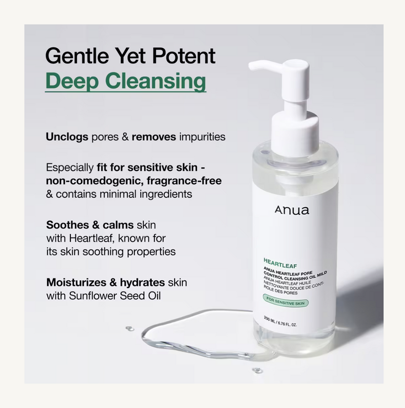 ANUA Heartleaf Pore Control Cleansing Oil Mild | Gentle Cleansing Oil | 200ml