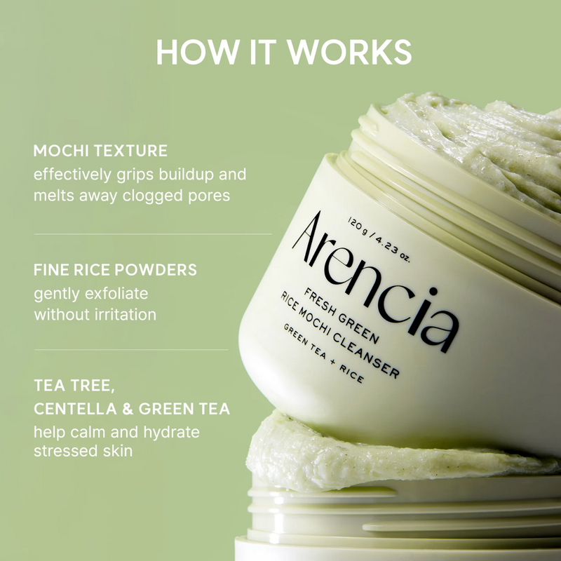 Arencia Fresh Green Rice Mochi Cleanser | Hydrating Rice Cleanser | 120g