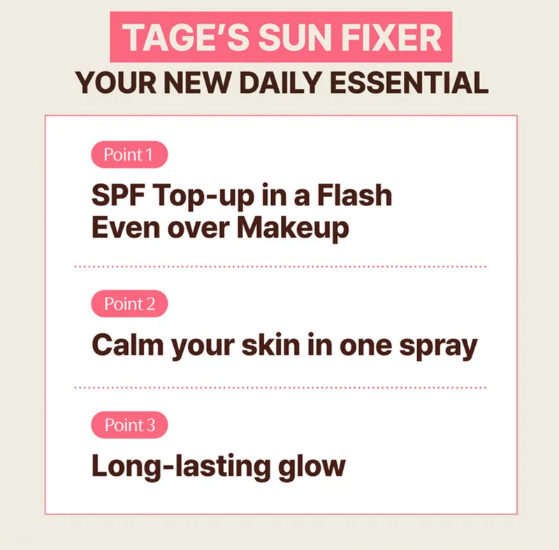 Tage Cica-Tree Shaking Glow Sun Fixer SPF50+ PA++++ | Makeup Setting Spray Sunscreen | 50ml