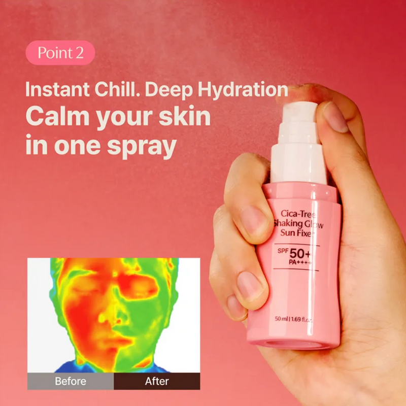 Tage Cica-Tree Shaking Glow Sun Fixer SPF50+ PA++++ | Makeup Setting Spray Sunscreen | 50ml