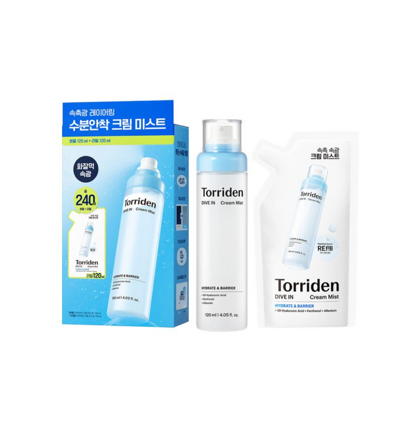 Torriden Dive-In Low Molecular Hyaluronic Acid Cream Mist Set (120ml + 120ml Refill)