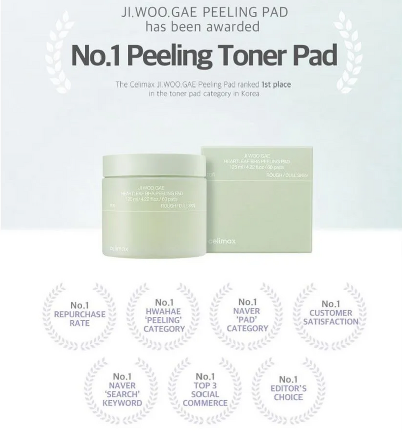 Celimax Ji.Woo.Gae Heartleaf BHA Peeling Pad (60 Pads / 125ml)