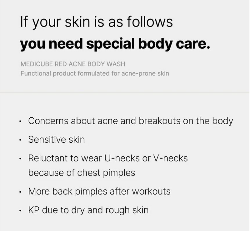 Medicube Red Acne Body Wash AHA BHA PHA Niacinamide 400 g